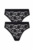 2li Kadın Önü Dantelli Bikini Parlak Lastik Ekonomik Yumuşak