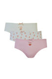 3lü Kız Çocuk Desenli Slip Külot İnce Lastikli Sevimli Rahat