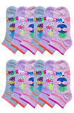 12li Kız Çocuk Patik Kısa Çorap Mevsimlik Pamuklu Çorap