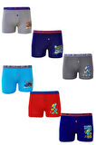 6lı Erkek Çocuk Renkli Baskılı Boxer Külot Kaliteli Baksır