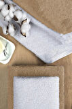 4 lü Banyo Havlusu Takımı Soft Büyük Havlulu Pamuklu Havlu Seti 90X150 Cm Beyaz