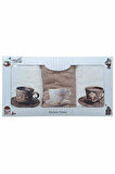3 lü Kahve Baskılı %100 Pamuklu Mutfak Havlusu 30 x 50 Cm
