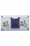 3 lü Lavanta Baskılı %100 Pamuklu Mutfak Havlusu 30 x 50 Cm