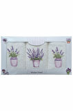3 lü Lavanta Baskılı %100 Pamuklu Mutfak Havlusu 30 x 50 Cm