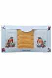 3 lü Kuş Baskılı %100 Pamuklu Mutfak Havlusu 30 x 50 Cm