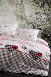 Çift Kişilik Lastikli Çarşaflı Pamuklu Nevresim Takımı Patchwork Love