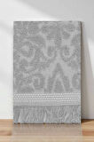 2 Parça Jakarlı Banyo Havlu Takımı %100 Pamuklu 90x150 Cm Arden Gri