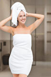 10 lu Otel Banyo Havlusu %100 Pamuklu 70X150 Cm Beyaz 20/2 Ring 600 Gr