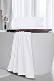 10 lu Otel Banyo Havlusu %100 Pamuklu 70X150 Cm Beyaz 20/2 Ring 600 Gr