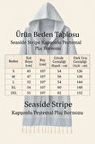 Kapşonlu Unisex Peştemal Plaj Bornozu %100 Pamuklu Seaside Stripe