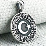 Göktürk Alfabesi Yazılı Ay Yıldız 925 Ayar Gümüş Erkek Kolye Ucu