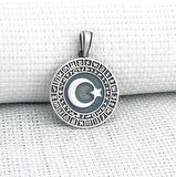 Göktürk Alfabesi Yazılı Ay Yıldız 925 Ayar Gümüş Erkek Kolye Ucu