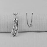 Kuş Tüyü 925 Ayar Gümüş Erkek Kolye