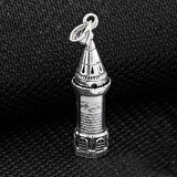 Minare Tasarımlı Kabi Cevşen Muska Dualı 925 Ayar Gümüş Erkek Kolye Ucu