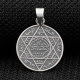 Yuvarlak Süleyman Mührü 925 Ayar Gümüş Erkek Kolye