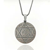 Süleyman Mührü Kalın Zincirli 925 Ayar Gümüş Erkek Kolye