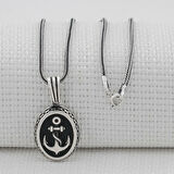 Denizci Çapa Tasarımlı 925 Ayar Gümüş Erkek Kolye