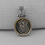 Nali Şerif Motifli Ortası Dönen  925 Ayar Kalın Zincirli Gümüş Erkek Kolye