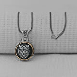 Bozkurt Motifli Ortası Dönen  925 Ayar  Gümüş Erkek Kolye