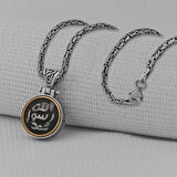 Allah Resulu Muhammet Sav Yazılı Ortası Dönen Kral Zincirli 925 Ayar Gümüş Erkek Kolye