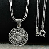 Ay Yıldız Tasarımlı cevşeni Kebir Dua 925 Ayar Gümüş Erkek Kolye