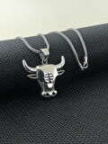 Boğa Kafası Tasarımlı 925 Ayar Gümüş Erkek Kolye