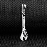 Anahtar Tasarımlı Deri İpli 925 Ayar Gümüş Erkek Kolye Ucu