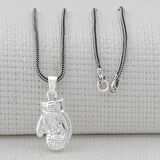 Boks Eldiveni Ucu Küçük 925 Ayar Gümüş Erkek Kolye