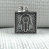 Fatma Ana Eli Kebir Dualı 925 Ayar Gümüş Erkek Kolye Ucu