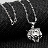 Kaplan Tasarımlı  925 Ayar Gümüş Erkek Kolye