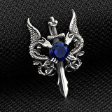 Ejderha Tasarımlı Zirkon Taşlı 925 Ayar Gümüş Erkek Kolye Ucu