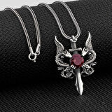 Ejderha Tasarımlı Zirkon Taşlı 925 Ayar Gümüş Erkek Kolye