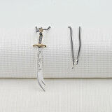 Hz Ali Yazılı Zulfikar Kalın Zincirli 925 Ayar Gümüş Erkek Kolye