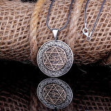 Hz Süleyman Mührü Fetih Suresi İkinci Ayeti Yazılı 925 Ayar Gümüş Erkek Kolye