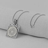 Hz Süleyman Mührü Kare Model 925 Ayar Gümüş Erkek Kolye