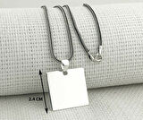 Kare Düz Parlak 925 Ayar Gümüş Erkek Kolye