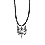 Ejderha Tsarımlı Deri İpli 925 Ayar Gümüş Erkek Kolye