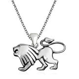 Aslan Kafası Motifli 925 Ayar Gümüş Erkek Kolye