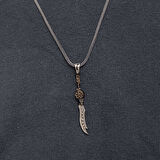 Desenli Zulfikar 925 Ayar Gümüş Erkek Kolye