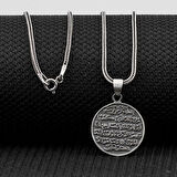 Nazar Dualı Ayetel Kürsi ve  925 Ayar Gümüş Erkek Kolye