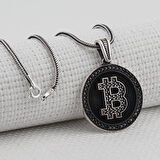 Bitcoin 925 Ayar Gümüş Erkek Kolye
