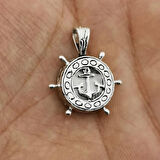 Cevşeni Kebir Dualı Yazılı Çapa Dümen Tasarımlı 925 Ayar Gümüş Erkek Kolye Ucu