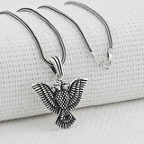 Çift Başlı Kartal  Türk Yazılı 925 Ayar Gümüş Erkek Kolye