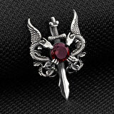 Ejderha Tasarımlı Zirkon Taşlı 925 Ayar Gümüş Erkek Kolye Ucu