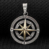 Çift Taraflı Pusula  925 Ayar Gümüş Erkek Kolye Ucu