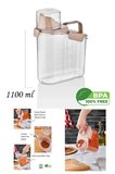 Bakliyat ve Deterjan Contalı Sızdırmaz Kapaklı Erzak Saklama Kabı - Ölçekli Bakliyat Kabı Düzenleyici- 1100 Ml- Pembe