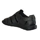 Cex 25Y TRV-8 Siyah Erkek Hakiki Deri Sandalet