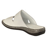 Cex 25Y NBL03 Beyaz Kadın Hakiki Deri Günlük Terlik