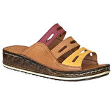 Cex 25Y NBL05 Taba Kadın Hakiki Deri Günlük Terlik