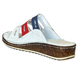 Cex 25Y NBL05 Beyaz Kadın Hakiki Deri Günlük Terlik